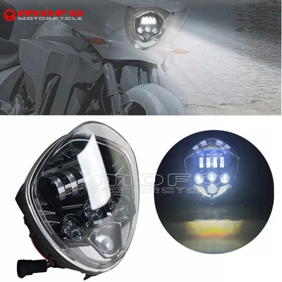 Black 60W LED Motorcycle Headlight For Victory Cross Country Magnum Hammer 8Ball - Image 1 of 4