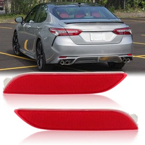 Par de luces reflectoras de parachoques trasero izquierda y derecha roja para Toyota Camry 2018 2019 2020 - Imagen 1 de 13
