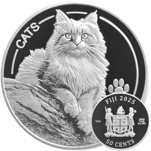Moneda de plata Fiji Cats 2025 1 oz plata Ag 999 - Imagen 1 de 5