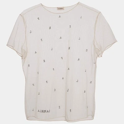 Top transparente de tul bordado con logotipo rosa claro La Perla M Foto 1 de 4