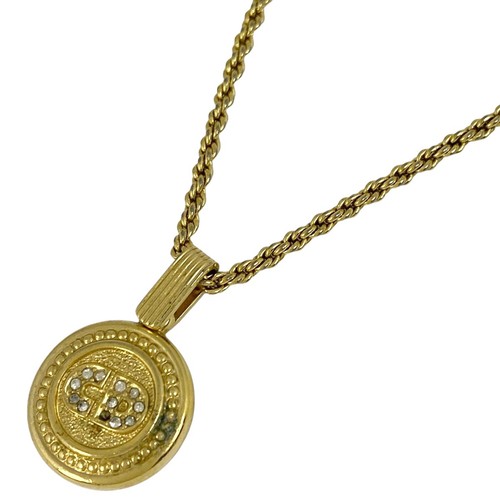 Collana Christian Dior logo strass CD girocollo placcato oro donna