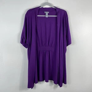 Top Catherines talla grande 1X 18 20 manga corta capas abiertas mezcla de algodón púrpura - Imagen 1 de 7