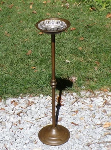 Vintage Copper Smoking Stand Glass Hazel Atlas Daisy Ashtray Plant Stand - Picture 1 of 11