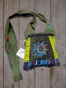 FAIR TRADE GRINGO - Cotton Gheri Stripe Celestial Passport Bag (BGN-938)(2) - Picture 1 of 2