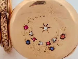 1898 ELGIN 15J 0s Gr.130 14k Gold Ruby Sapphire Diamond Hunter Pocket Watch RP=6 - Picture 1 of 19
