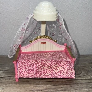 Fisher Price liebevolle Familie Puppenhaus rosa Baldachin Puppenbett Schlafzimmer Ersatz - Bild 1 von 5