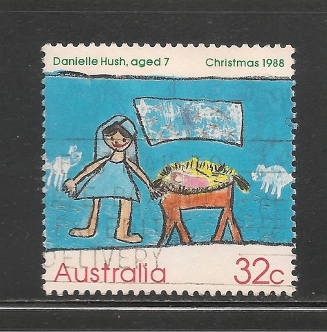 Australia #1102 (A398) VF USE - 1988 32c Nativity Scene, by Danielle Hush, Age 7 Cover