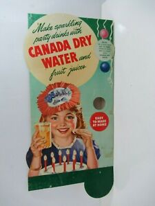 Canada Dry Water Sign Display Cardboard VTG Make Party Drinks Holder Shop Ad 50s