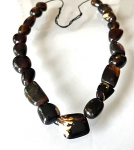 Sumatra Kirsche Bernstein AA Klasse 21 Kieselstein Halskette 100% Natur Fossil Stein - Bild 1 von 7