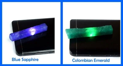 120 Ct Natural Blue Sapphire & Colombian Emerald Gems Slice Rough Pair SQ151 - Image 1 of 4