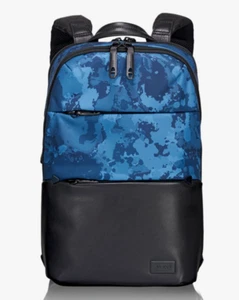 Tumi ELWOOD BACKPACK Tahoe Bag Nylon/Leather Blue Ocean Print $295 - Picture 1 of 6