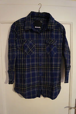 Bench Blau Neongelb karierte Bluse Hemd M 38 Baumwolle Holzfäller Damen - Bild 1 von 4