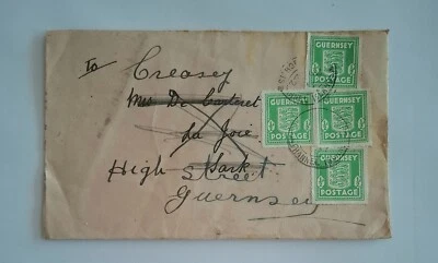 1942 Guernsey occupation stamps on double used cover see details - Image 1 of 2