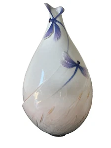 FRANZ Porcelain Dragonfly Round Flower Vase 103/4" Tall XP1904 PERFECT - Picture 1 of 7