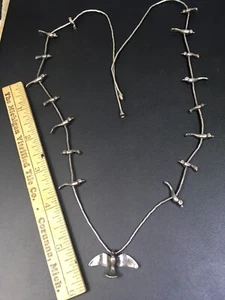 Vintage 27" Sterlingsilber Vogel Fetisch Indianer Halskette - Bild 1 von 6