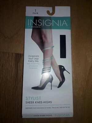 Rodilleras Insignia Sigvaris Stylist compresión graduada transparente negras talla A Foto 1 de 4