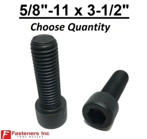 5/8"-11 x 3-1/2" Socket Head Allen Cap Screw 12.9 Black Oxide/Plain (Choose Qty) - Picture 1 of 4