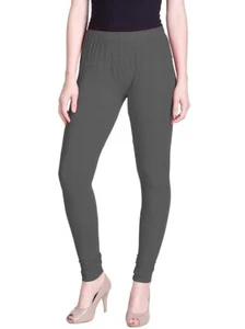 Damen Baumwolle Churidar Legging extra lang solide einfache Hose tägliche Kleidung grau - Bild 1 von 4