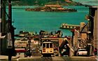 San Francisco Ca Cable Car Hill Alcatraz Bay Postcard Unused 12206