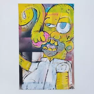 Quadro astratto ORIGINALE Homer Simpson con ciambella pop art 11x17 - Foto 1 di 16