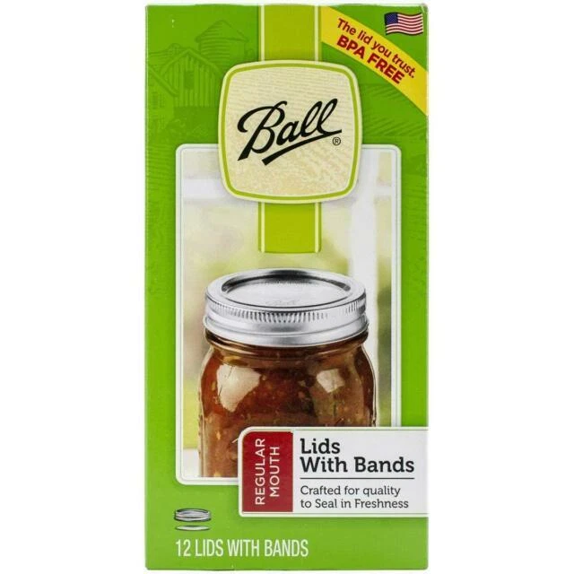 BALL 30000 Regular Mouth Jar Lids and Bands (Pack of 12)