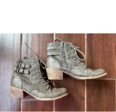 Botas Roxy Vargas bajas para mujer ARJB700559 gris hebilla tacón cubano talla 6,5 Foto 1 de 4