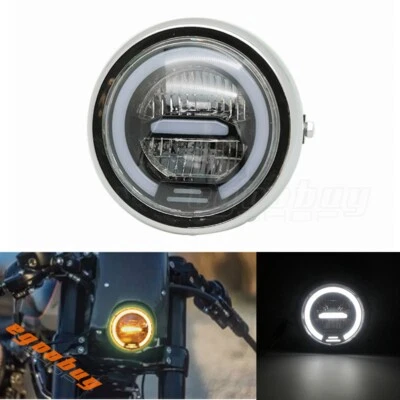 Универсальная ретро фара 6,5 дюйма с дневными ходовыми огнями для Honda CG125 Harley Cafer Racer Bobber - Изображение 1 из 4