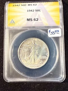 1942 WALKING LIBERTY HALF DOLLAR ANACS MS 62 - Picture 1 of 4