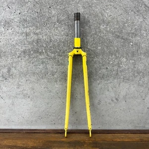 Vintage Panasonic 700c Fork 1 in Threaded Short 140 mm Steerer Yellow Road BIke - Picture 1 of 19