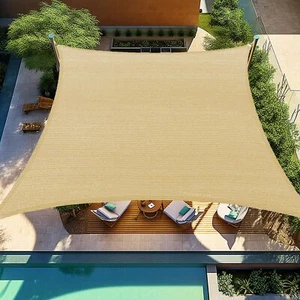 16x20 Sun Shade Sail Canopy Rectangle Sand UV Block Curved Sunshade - Picture 1 of 6