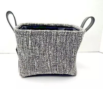 Threshold Small Black Woven Fabric Storage Basket 7 X 6 X 5 Faux Leather Handles - Image 1 of 4