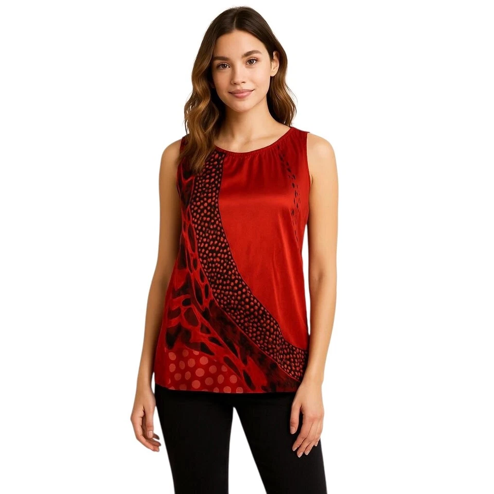 cAbi 154 блузка женщин маленький красный Hot туника бак без рукавов шелковая смесь опрятный - Изображение 1 из 4