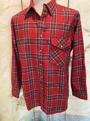 Parches de codo de gamuza Pendleton Lobo vintage nuevos sin etiquetas grandes a cuadros rojos EE. UU. Foto 1 de 4