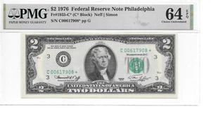 1976* Philadelphia* $2 FRN Star Note (C* Block) PMG 64 EPQ Choice Uncirculated - Picture 1 of 4