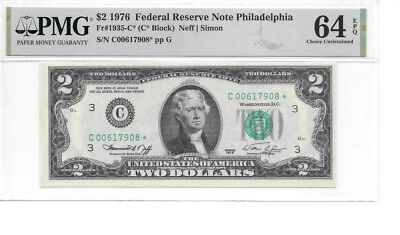1976* Philadelphia* $2 FRN Star Note (C* Block) PMG 64 EPQ Choice Uncirculated - Image 1 of 4