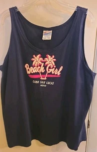 Camiseta sin mangas Cabo San Lucas México Beach Girl azul marino brillo en gráficos talla XXL - Imagen 1 de 4