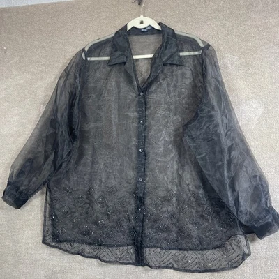 Venezia джинсы женщин Топ 18 20 черный чистый бисером сетки длинным рукавом блузка нарядный - Изображение 1 из 4