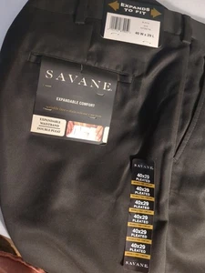 Neu mit Etikett Savane 40 x 29 schwarz Performance Anzughose erweiterbarer Bund Stretch plissiert - Bild 1 von 13