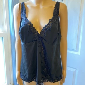 Pink K Vtg Y2K Babydoll Cami Top Sz 2X Black Lace Fairy Grunge Coquette Sexy - Picture 1 of 10