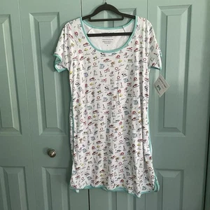 Sammy + Nat Hamptons Blue One Womens Pima Cotton Nightgown Medium Short Sleeve - Picture 1 of 10