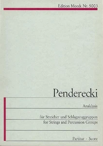 Anaklasis Krzysztof Penderecki Studyscore String Ensemble and Percussion Schott - Picture 1 of 4