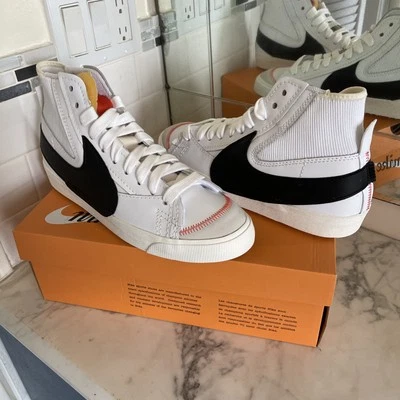 Nike Blazer Mid '77 Jumbo High-Top Shoes Black White Retro Sneakers Size 12 - Image 1 of 4