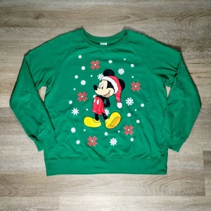 Disney Mickey Mouse Feo Navidad Sudadera Mujer Grande Verde Retro Divertido  - Imagen 1 de 5