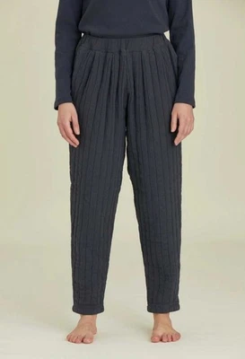 NWT Black Crane Quilted Easy Pants Dark Navy Cotton Elastic Waist Size Medium - Image 1 of 4