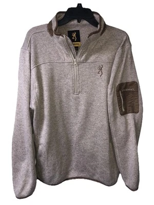 Browning Sweater Mens Brown 1/4 Zip Pullover Polyester Multi Pockets Size-Large - Image 1 of 4