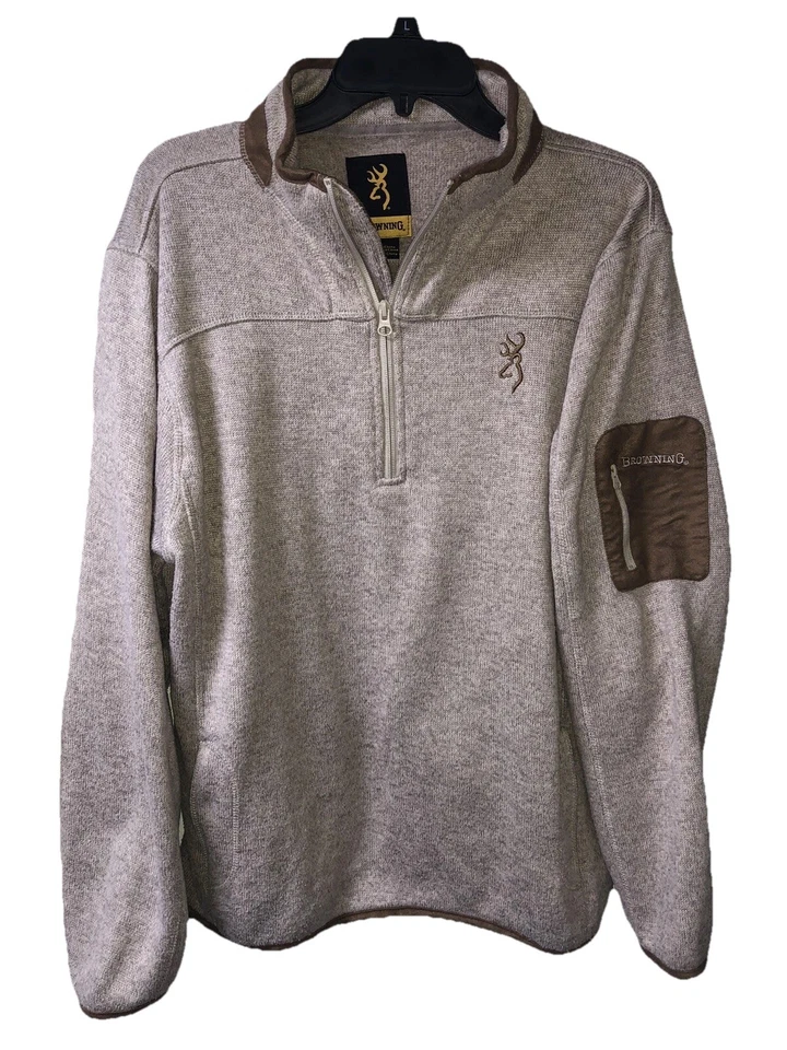 Suéter Browning Para Hombres Marrón 1/4 Cremallera Pullover Poliéster Multi Bolsillos Talla-Grande Foto 1 de 4