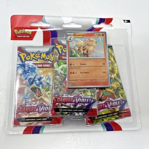 Pokémon TCG - Scarlet and Purple - Blister Pack of 3 Arcanin & Oyacata Boosters - Picture 1 of 3