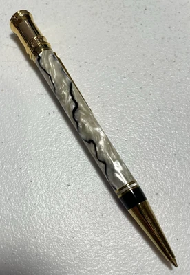 Parker Duofold Ivory Marble Ballpoint Pen HA-LO Advertising Top Made in UK - Image 1 of 4