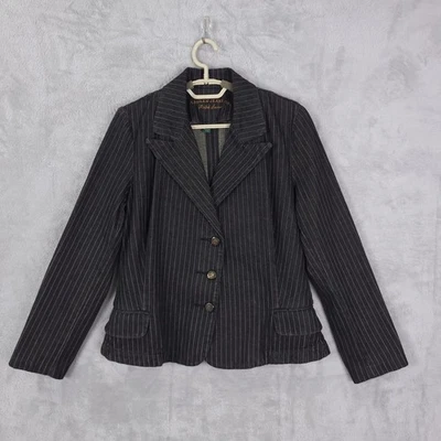 Chaqueta vaquera vintage Ralph Lauren para mujer talla M negra botones ajustados Y2K a rayas Foto 1 de 4