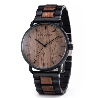 Reloj Pulsera Madera Hombre Cuarzo Guardias Hombre Simple Delgado Relojes Moda Foto 1 de 4